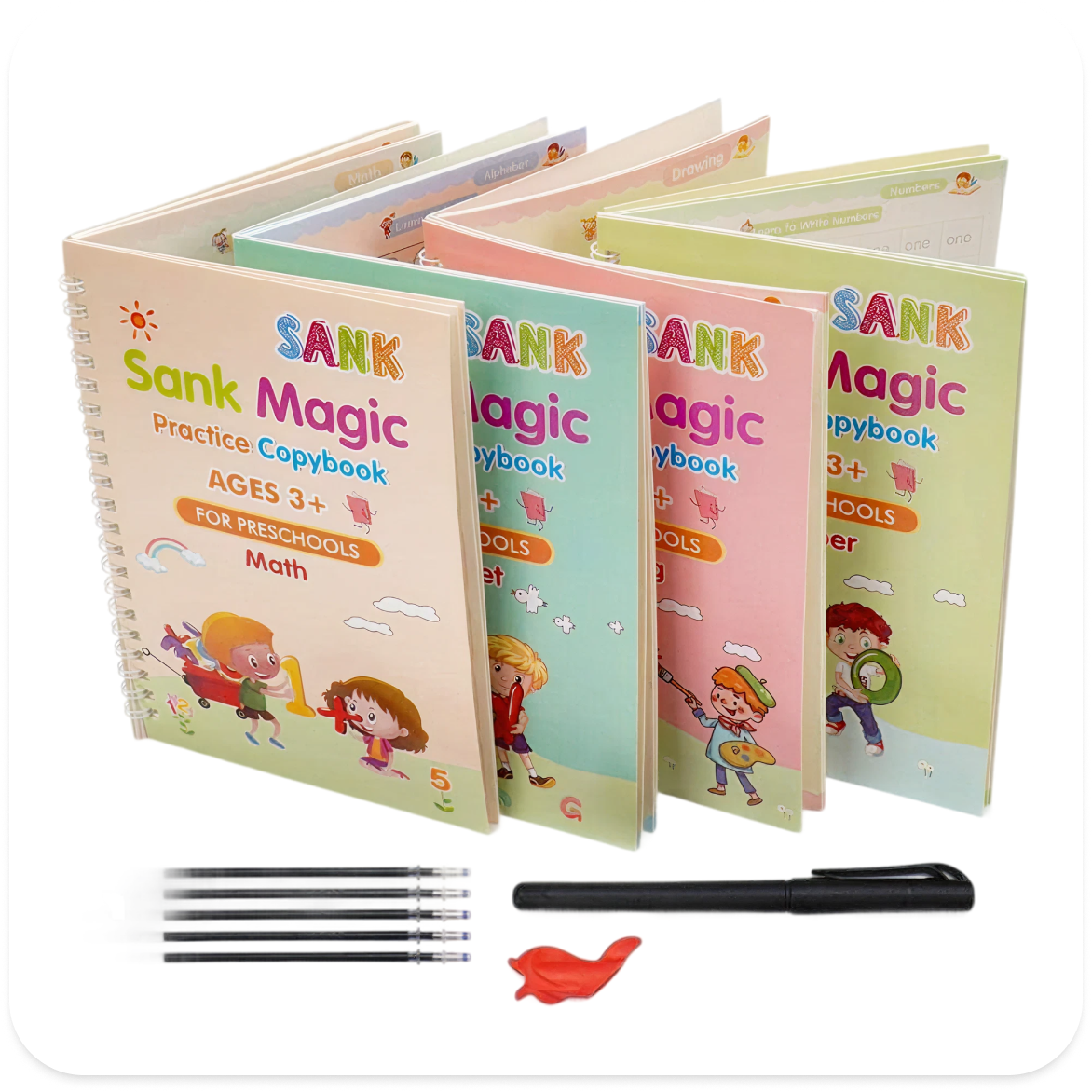Sank Magic Practice Copybook (4 BOOKS,1 PEN,1 GRIP,10 REFILL)